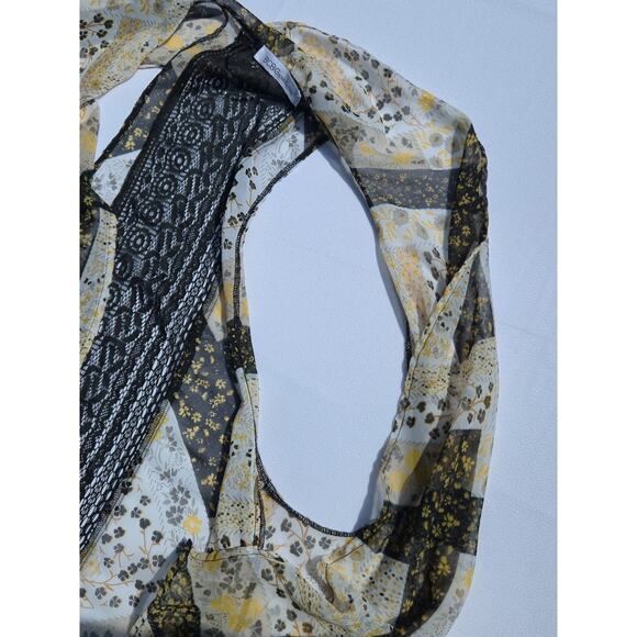 BCBGeneration Ruffle Chiffon Boho Floral Patchwork Vest Top High Low Sheer - Picture 8 of 12